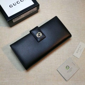Gucci black leather wallet with golden metallic lock GC06BM059