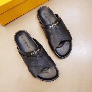 Louis Vuittion black Slippers with crisscross rubber MS021020 Updated in 2019.06.17