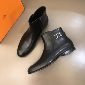 Hermes low boot in calfskin with palladium plated double H buckle MS021088 Updated in 2019.10.21