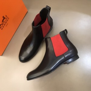 Hermes Chelsea Black and red Boots MS021089 Updated in 2019.10.21
