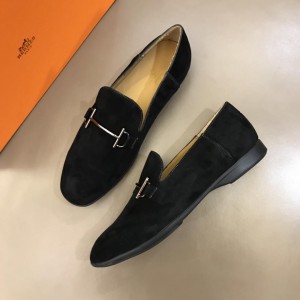 Hermes Suede Leather Loafers With Silver Buckle MS02725 Updated in 2019.04.19