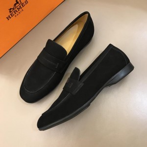 Hermes Black Suede Leather Loafers With Silver Buckle MS02728 Updated in 2019.04.19